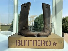 STIVALI EQUITAZIONE UOMO BUTTERO MOD RANCH N44 IN CUOIO FATTI MANO  PILE OMAGGIO