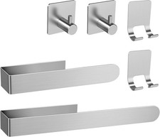 Portasciugamani AIKER, 6 pezzi, senza foratura, ganci per bagno in acciaio