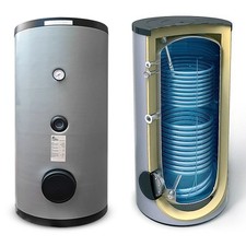 Bollitore vetrificato 300 lt doppio serpentino fisso, coibentazione in PU rigido