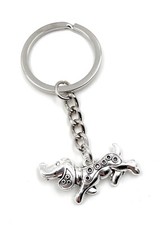 Portachiavi Cane Bassotto Punteggiato Metallo Ciondolo Fascino