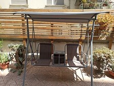 Outsunny Dondolo da Giardino 2 Posti Separati con Tavolino e Tetto