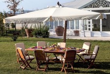 OMBRELLONE DA GIARDINO ESTERNO 3X4 PALO DECENTRATO LEGNO TOP ECRU POLIESTERE