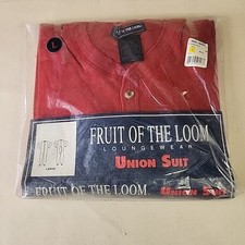 Tuta uomo Fruit of the Loom rossa con bottoni Union pezzo unico grande con patta seduta nuova con etichetta