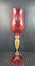 nason e moretti  calice vetro murano cobalto  rosso con gambo oro h cm 23,5