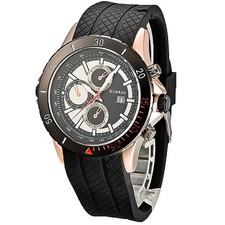 x Orologio Polso Curren 8143 Uomo Analogico Quarzo Moderno Datario Nero Oro  lac