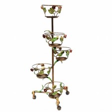 Portafiori Portavaso Portapiante a 5 posti alto ferro battuto colorato arredo 