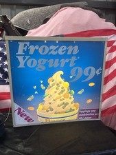 Vintage American Frozen Yogurt Light Box Advertising Sign 