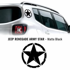 Adesivi Stella Army Militare per Jeep Renegade, Diam 20 cm, Nero Opaco, 2 Pezzi