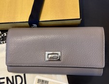 Autentico portafoglio FENDI Continental Peekaboo 8M0427 Tortora grigio con scatola e sacchetto antipolvere