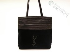 Borsa tote Yves Saint Laurent scamosciata nylon logo nera vintage autentica