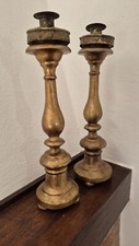 Antichi Candelieri Candelabri In Legno Dorato