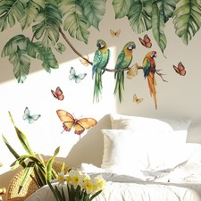 Adesivi murali EX-Large foglie tropicali pappagalli farfalla arte murale decorazione casa