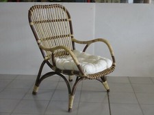 POLTRONA  VIMINI RATTAN SCHIENALE ALTO CM 100 GIARDINO PER ESTERNO C/CUSCINO