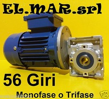 Motoriduttore 56 Giri HP 0,12 Riduttore di giri Motore Monofase Trifase Kw 0,09