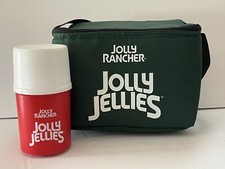 Borsa termica vintage Jolly Ranchers Jellys verde bottiglia acqua rossa tappo thermos