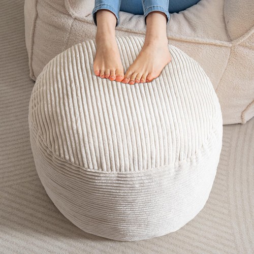 Round stuffed pouf ottoman - stuffed,