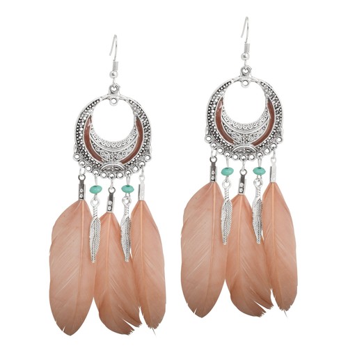 Orecchini pendenti piume beige - orecchini,