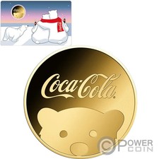 COCA COLA ORSO POLARE 1/1000 oz moneta oro 3000 franchi Ciad 2023