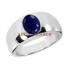 Riscaldato Zaffiro Blu Gemma Con 925 Anello Argento Sterling per Uomo #3010