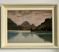 Dipinto Olio Vintage Lago di