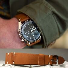 20 mm Genuine Sandy Brown Leather watch Strap cream stitch for monaco camaro gmt