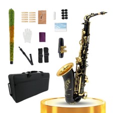 Sassofono Alto Eb Sax Laccato Nero Kit Completo Con Boccaglio,Cinghie,Ance
