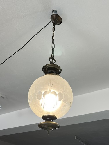 Lampadario bronzo vetro - e,