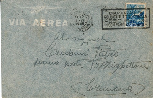Italia 1948 busta - busta, aerea