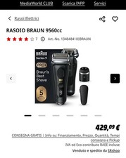 Braun Serie 9 PRO+ 9560cc Rasoio elettrico
