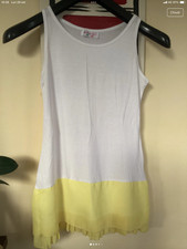 vestito bimba 10 anni maniche cotone chiffon bianco e giallo Made in Italy