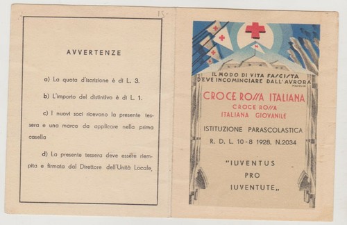 Tessera croce rossa ventennio - tessera,