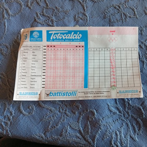 Schedina totocalcio non - totocalcio,