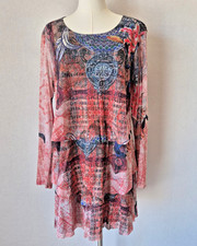 Desigual One Moment Mini Abito Astratto a Strati a Maglia Manica Lunga Multicolore Tg.XXL