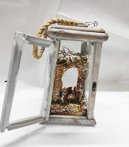 Presepe lanterna vetro e - in,