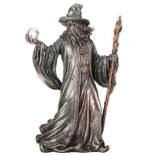 Statua in resina bronzo mago merlino Italfama 20,5 cm rifinita a mano Italia