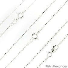Collana catena argento sterling 925 sfere perline taglio diamante .925 Italia tutte le misure