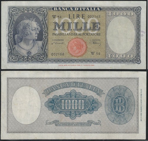 1947 italia lire 000 - 1947, bust