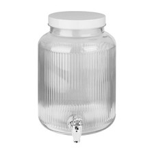 Livarno Home Distributore Bevande in Vetro 4,9L con Rubinetto BIANCO Festa