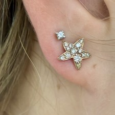 Dodo Pomellato Orecchini Stella Oro Rosa Brillanti Brown Originali Unisex 