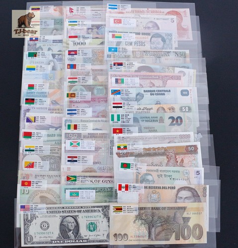 Lotto 100 banconote mondiali - lotto,