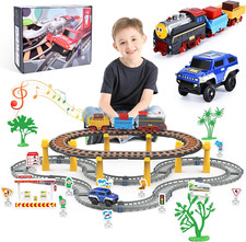 Trenino Elettrico per Bambini, Giocattolo Da Trasporto Trenino Con Binari Modell