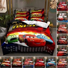 Cars Mcqueen Set Biancheria da Letto per Bambini 3 PEZZI Trapunta Copripiumino Dormitorio Singolo Matrimoniale King