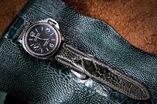 Cinturino orologio fatto a mano in pelle di struzzo verde oliva gamba pelle