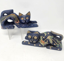 Set gatto batik dipinto legno