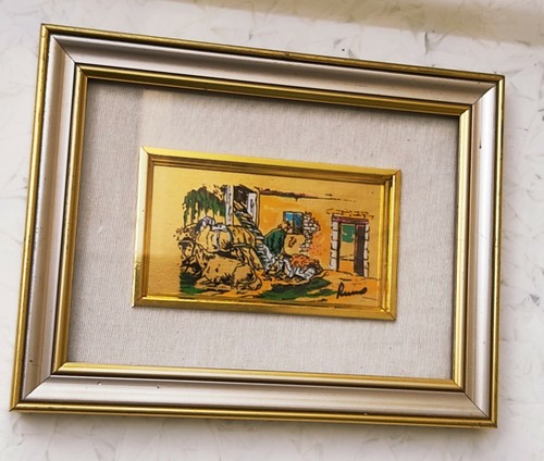 Quadretto foglia oro vintage - foglia,