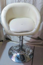 SGABELLO VINTAGE REGOLABILE IN ACCIAIO E PELLE BIANCA  (BP-TA)