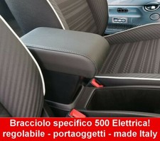 Bracciolo specifico per FIAT 500E ELETRICA - ecopelle NERO-REGOLABILE LUNGHEZZA 