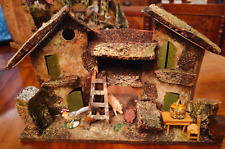 Presepe Natale casetta con scale sedia tavolo animale 26 x 15 circa