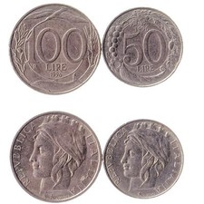 Italian 2 Coin Set 50 100 Lire