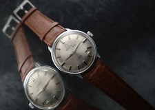 MEN'S RARE TITUS MATIC STAINLESS STEEL VINTAGE DRESS ROULETTE DATE WATCH 35MM